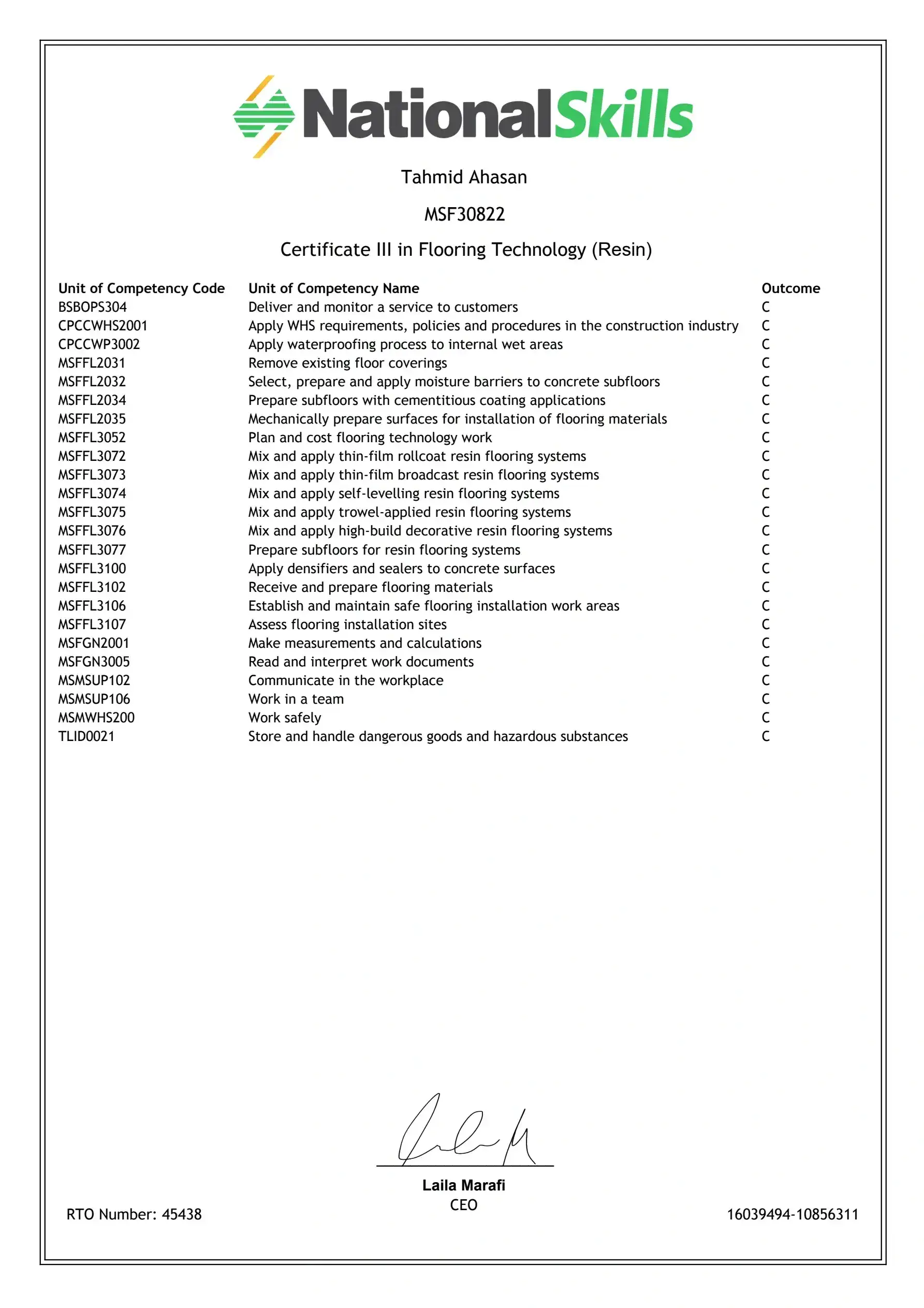 Official MSF30822 Units of Competency Page 2